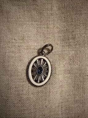 Brighton Sunburst Oval Charm with cream enamel and purple stone